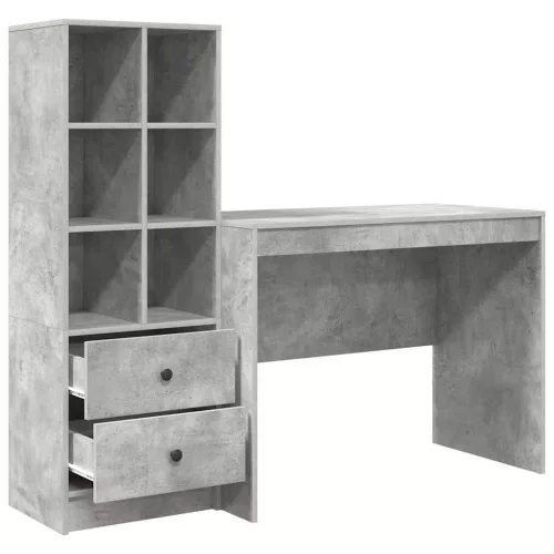 Tárolóval rendelkező íróasztal fiókkal 2 pcs Beton Szürke