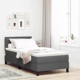 Boxspring ágy matraccal Sötétszürke 100 x 200 cm szövet