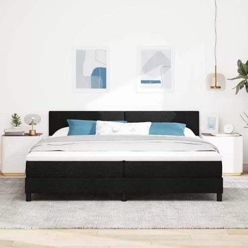 Boxspring ágy matraccal Fekete 200 x 200 cm szövet