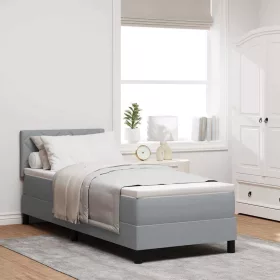 Boxspring ágy matraccal Világosszürke 80 x 200 cm szövet