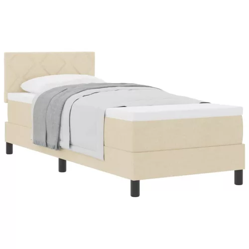 Boxspring ágy matraccal Krém 80 x 200 cm szövet