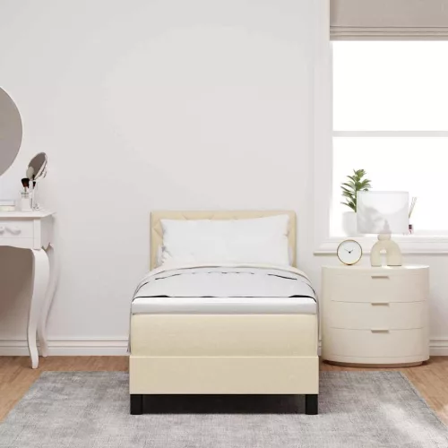 Boxspring ágy matraccal Krém 80 x 200 cm szövet