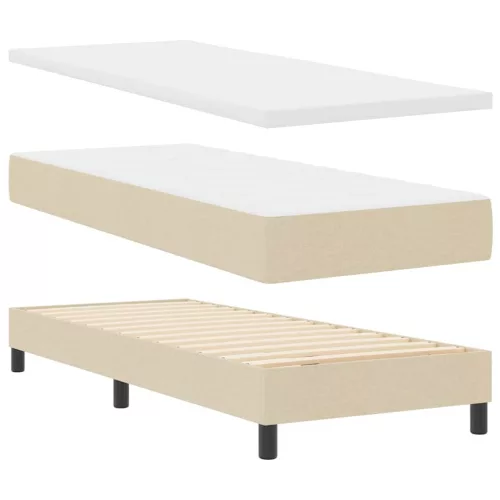 Boxspring ágy matraccal Krém 80 x 200 cm szövet
