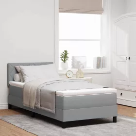 Boxspring ágy matraccal Világosszürke 90 x 200 cm szövet