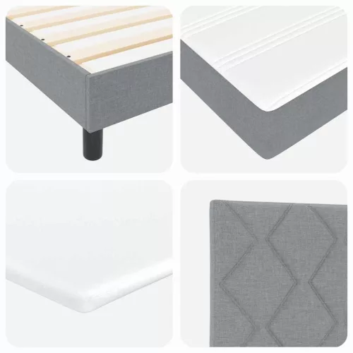Boxspring ágy matraccal Világosszürke 90 x 200 cm szövet