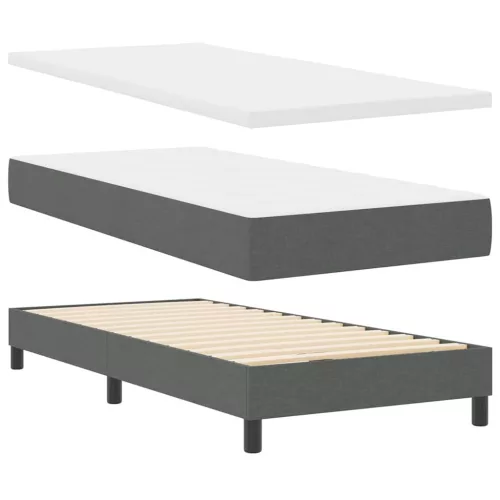 Boxspring ágy matraccal Sötétszürke 90 x 200 cm szövet