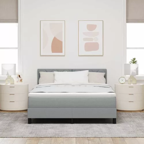 Boxspring ágy matraccal Világosszürke 160 x 200 cm szövet