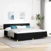 Boxspring ágy matraccal Fekete 200 x 200 cm szövet