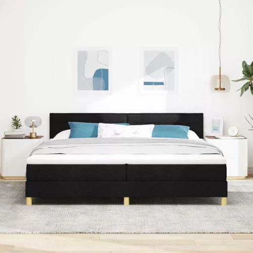 Boxspring ágy matraccal Fekete 200 x 200 cm szövet