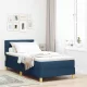 Boxspring ágy matraccal Kék 100 x 200 cm szövet