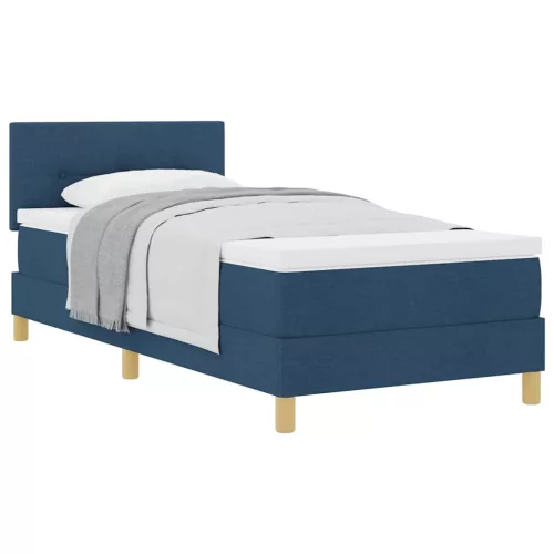 Boxspring ágy matraccal Kék 100 x 200 cm szövet