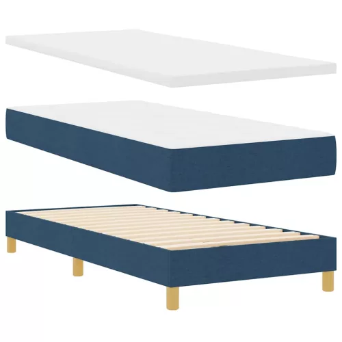 Boxspring ágy matraccal Kék 100 x 200 cm szövet