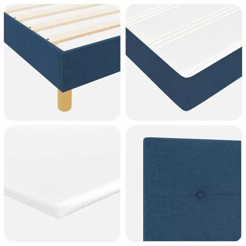 Boxspring ágy matraccal Kék 100 x 200 cm szövet