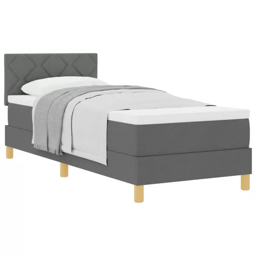 Boxspring ágy matraccal Sötétszürke 80 x 200 cm szövet