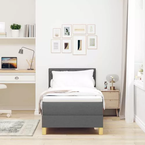 Boxspring ágy matraccal Sötétszürke 80 x 200 cm szövet