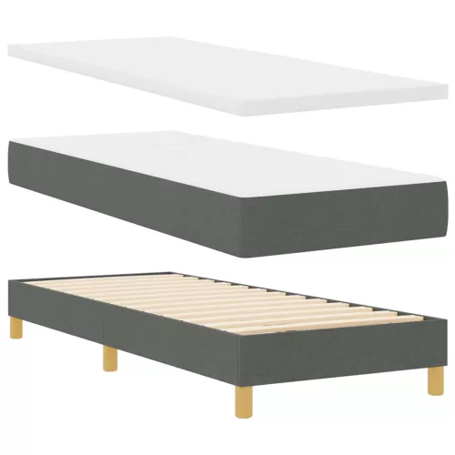 Boxspring ágy matraccal Sötétszürke 80 x 200 cm szövet