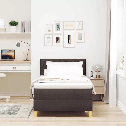 Boxspring ágy matraccal sötétbarna 90 x 200 cm szövet
