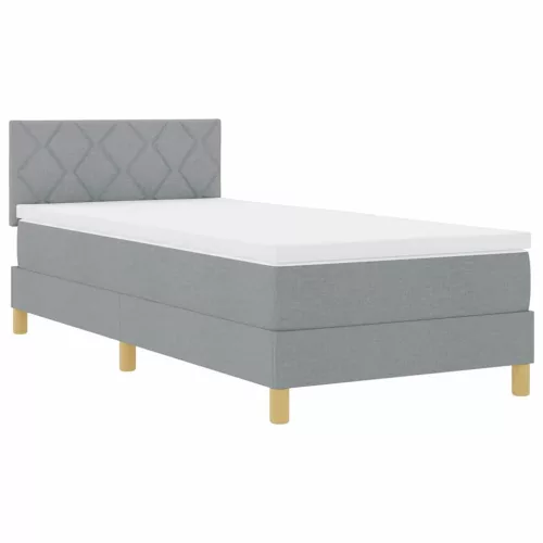 Boxspring ágy matraccal Világosszürke 100 x 200 cm szövet