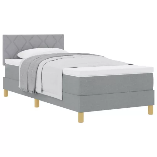 Boxspring ágy matraccal Világosszürke 100 x 200 cm szövet