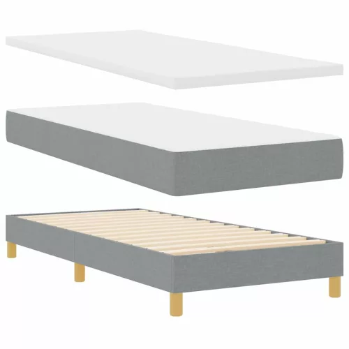 Boxspring ágy matraccal Világosszürke 100 x 200 cm szövet