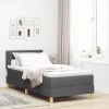 Boxspring ágy matraccal Sötétszürke 100 x 200 cm szövet