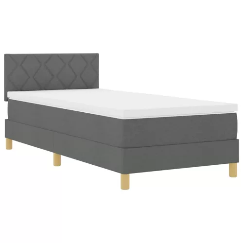Boxspring ágy matraccal Sötétszürke 100 x 200 cm szövet