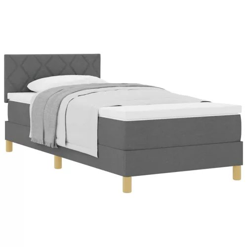Boxspring ágy matraccal Sötétszürke 100 x 200 cm szövet