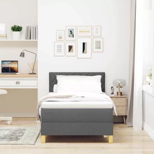 Boxspring ágy matraccal Sötétszürke 100 x 200 cm szövet