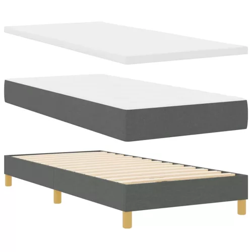 Boxspring ágy matraccal Sötétszürke 100 x 200 cm szövet