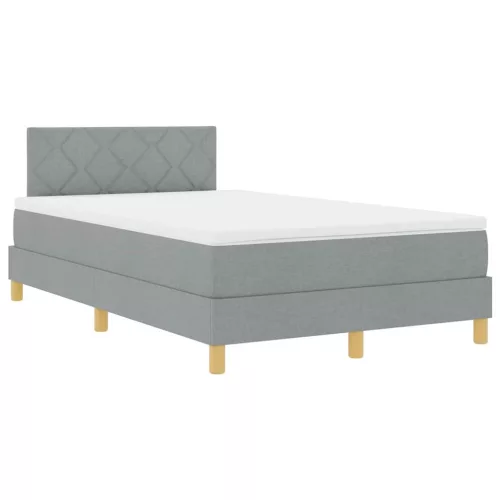 Boxspring ágy matraccal Világosszürke 120 x 190 cm szövet