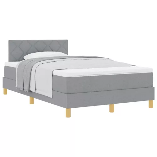 Boxspring ágy matraccal Világosszürke 120 x 190 cm szövet