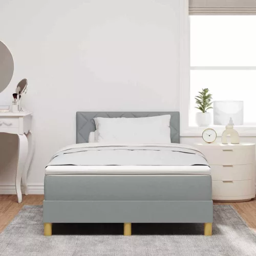 Boxspring ágy matraccal Világosszürke 120 x 190 cm szövet