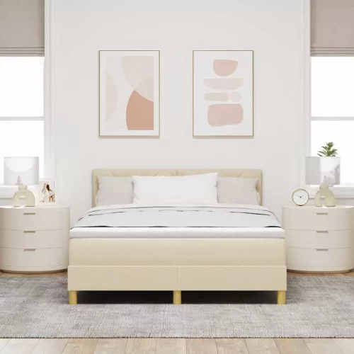 Boxspring ágy matraccal Krém 160 x 200 cm szövet