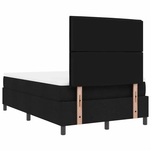 Boxrugós ágy matraccal fejtámlával Fekete 120 x 190 cm szövet
