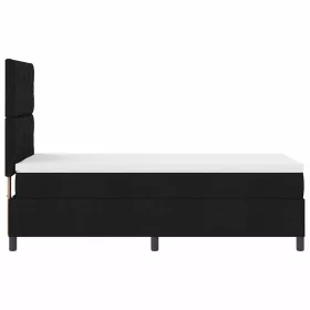   Boxrugós ágy matraccal fejtámlával Fekete 100 x 200 cm szövet