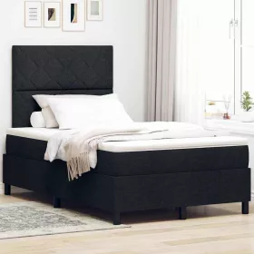   Boxrugós ágy matraccal fejtámlával Fekete 120 x 190 cm szövet