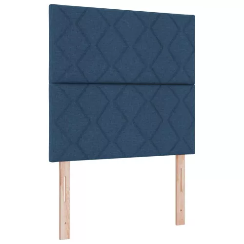 Boxrugós ágy matraccal fejtámlával Kék 120 x 190 cm szövet