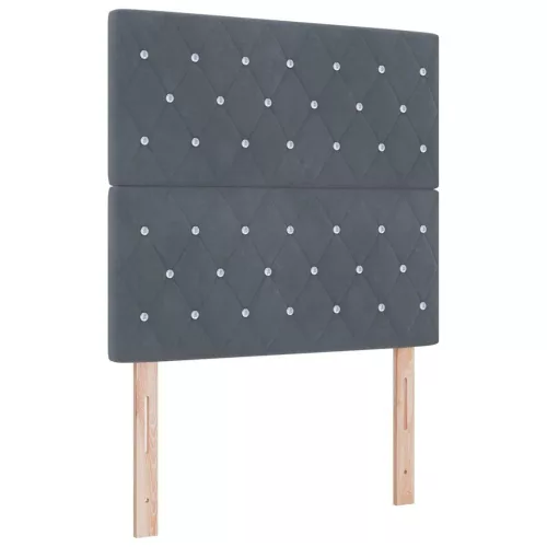 Boxrugós ágy matraccal Sötétszürke 90 x 190 cm Bársony