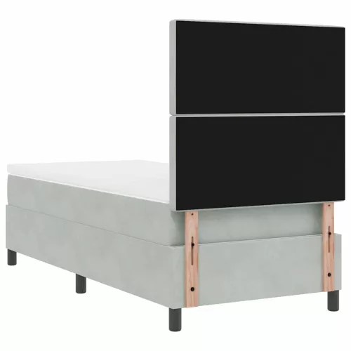 Boxrugós ágy matraccal Világosszürke 100 x 200 cm Bársony