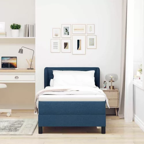 Boxspring ágy matraccal Kék 80 x 200 cm szövet