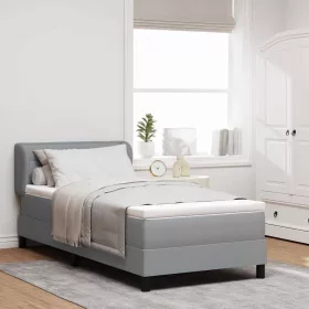 Boxspring ágy matraccal Világosszürke 90 x 200 cm szövet