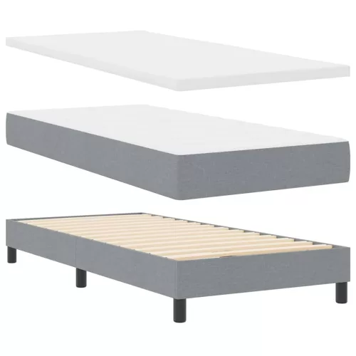 Boxspring ágy matraccal Világosszürke 90 x 200 cm szövet