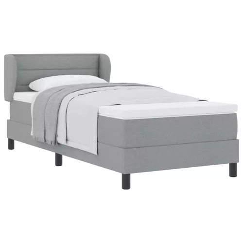 Boxspring ágy matraccal Világosszürke 90 x 200 cm szövet