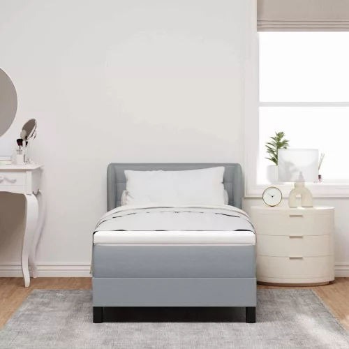 Boxspring ágy matraccal Világosszürke 90 x 200 cm szövet