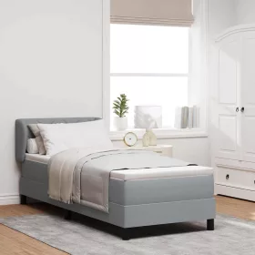 Boxspring ágy matraccal Világosszürke 80 x 200 cm szövet