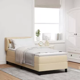 Boxspring ágy matraccal Krém 80 x 200 cm szövet