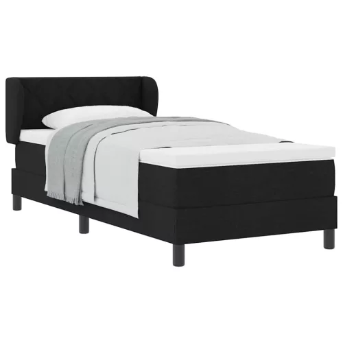 Boxspring ágy matraccal Fekete 90 x 190 cm szövet