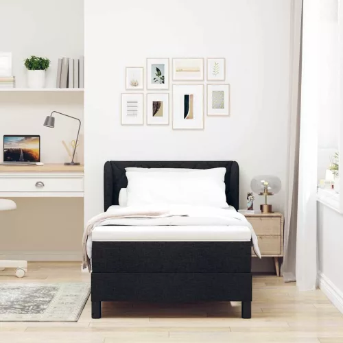 Boxspring ágy matraccal Fekete 90 x 190 cm szövet