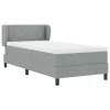 Boxspring ágy matraccal Világosszürke 90 x 200 cm szövet