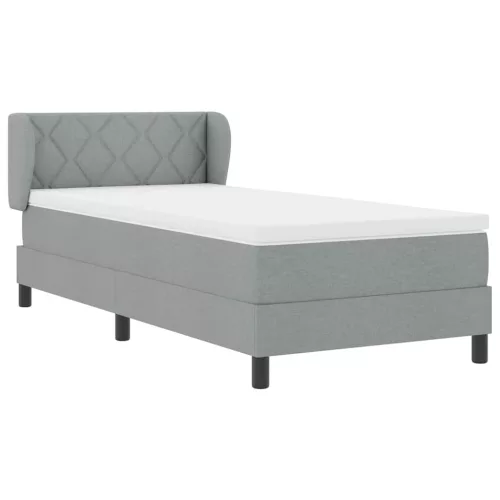 Boxspring ágy matraccal Világosszürke 90 x 200 cm szövet